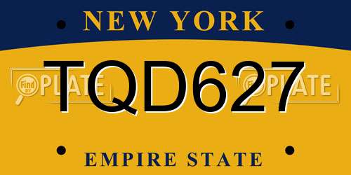TQD627 New York License Plate