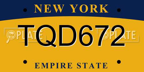 TQD672 New York License Plate