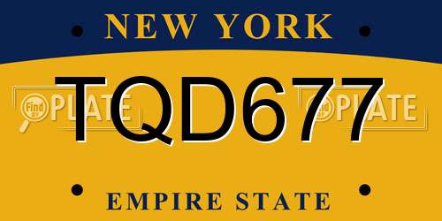 TQD677 New York License Plate