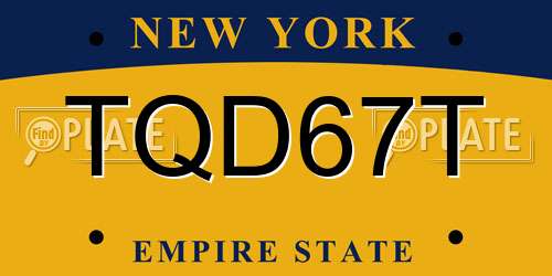 TQD67T New York License Plate