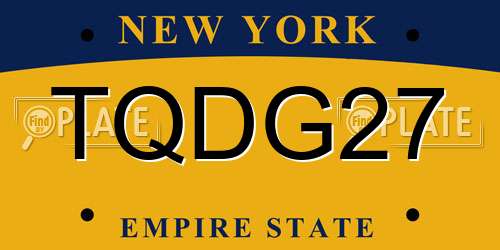 TQDG27 New York License Plate