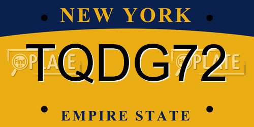 TQDG72 New York License Plate