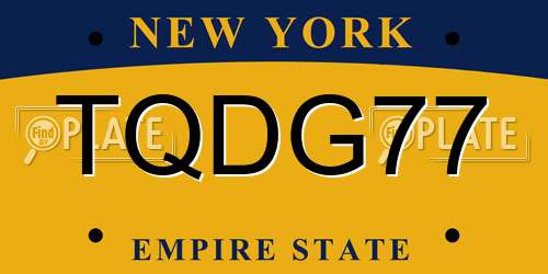 TQDG77 New York License Plate