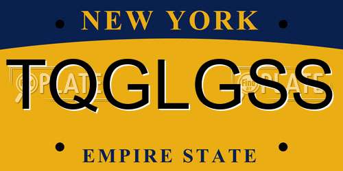 TQGLGSS New York License Plate