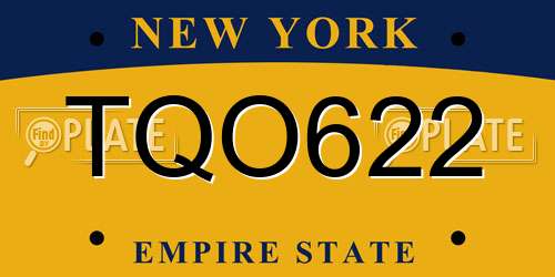 TQO622 New York License Plate