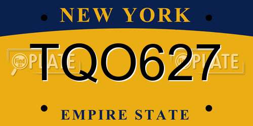 TQO627 New York License Plate