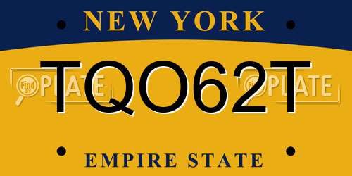 TQO62T New York License Plate