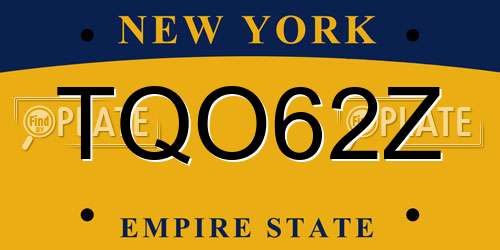 TQO62Z New York License Plate