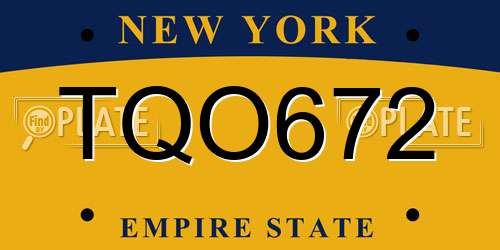 TQO672 New York License Plate
