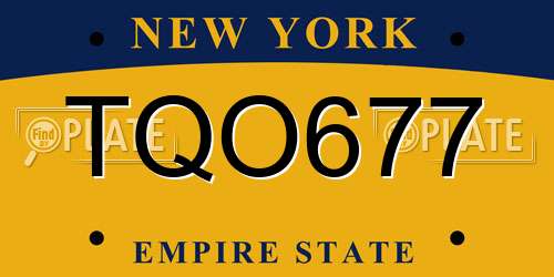 TQO677 New York License Plate