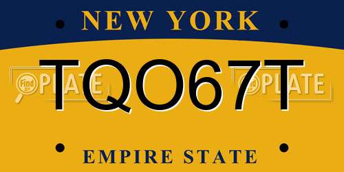TQO67T New York License Plate