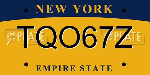 TQO67Z New York License Plate