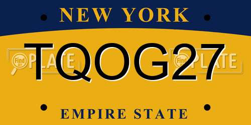 TQOG27 New York License Plate