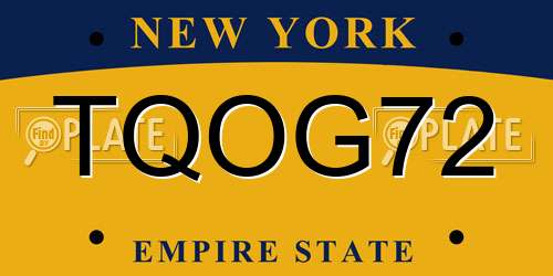 TQOG72 New York License Plate
