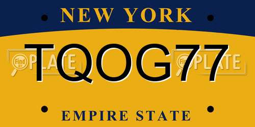 TQOG77 New York License Plate
