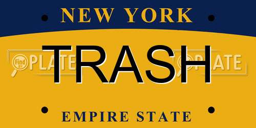 TRASH New York License Plate