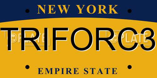 TRIFORC3 New York License Plate