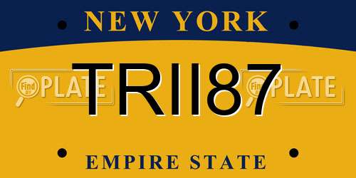 TRII87 New York License Plate