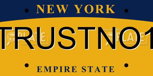 TRUSTNO1 New York License Plate