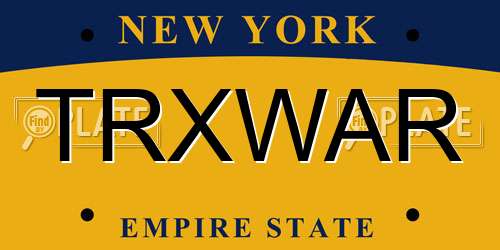 TRXWAR New York License Plate