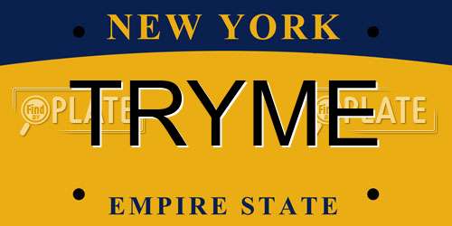 TRYME New York License Plate