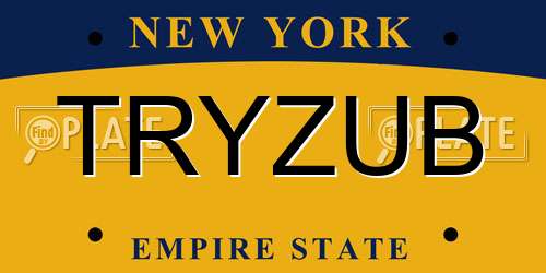 TRYZUB New York License Plate