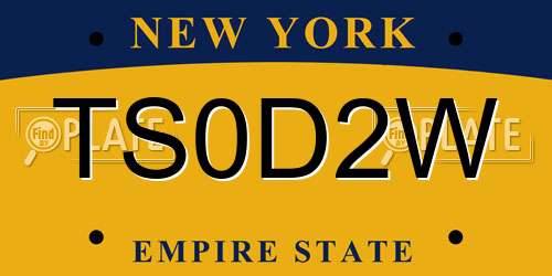 TS0D2W New York License Plate