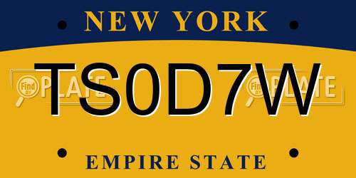 TS0D7W New York License Plate