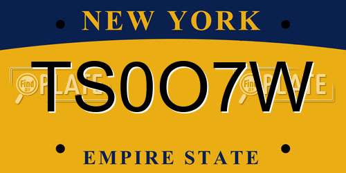 TS0O7W New York License Plate