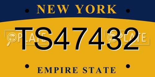 TS47432 New York License Plate