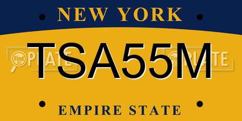 TSA55M New York License Plate