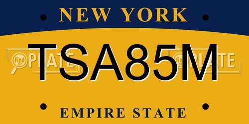 TSA85M New York License Plate
