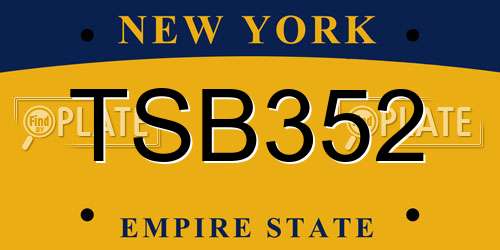 TSB352 New York License Plate