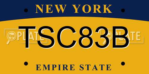 TSC83B New York License Plate