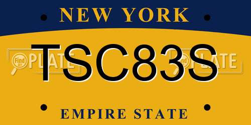 TSC83S New York License Plate