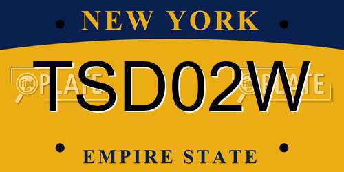 TSD02W New York License Plate