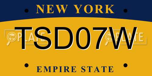 TSD07W New York License Plate