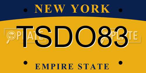TSDO83 New York License Plate