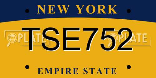 TSE752 New York License Plate