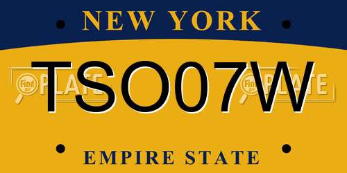 TSO07W New York License Plate