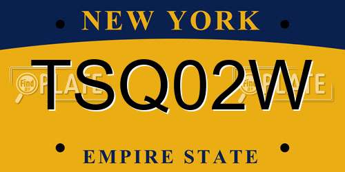 TSQ02W New York License Plate