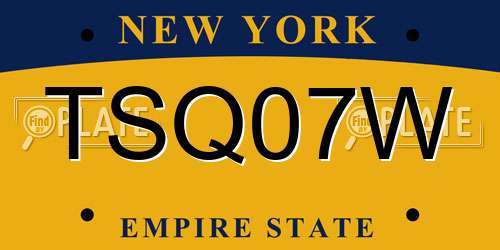 TSQ07W New York License Plate