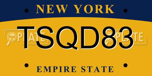 TSQD83 New York License Plate