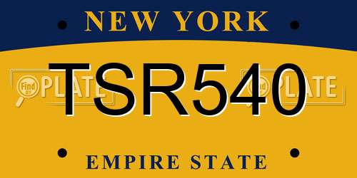 TSR540 New York License Plate