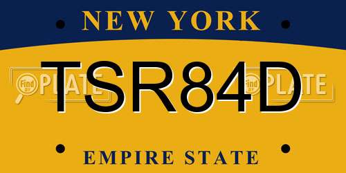 TSR84D New York License Plate