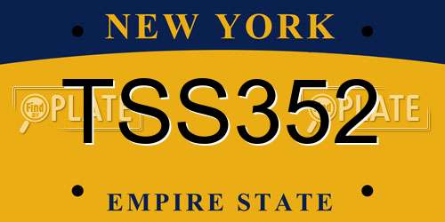 TSS352 New York License Plate