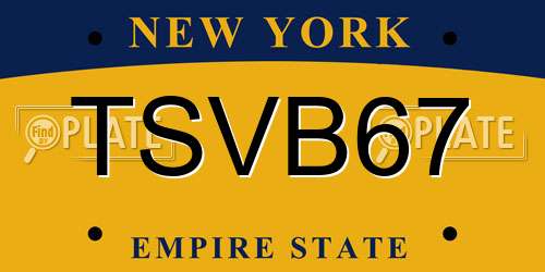 TSVB67 New York License Plate