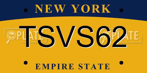 TSVS62 New York License Plate
