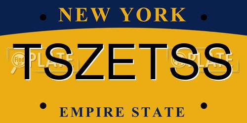 TSZETSS New York License Plate