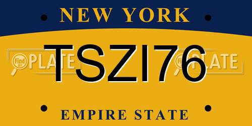 TSZI76 New York License Plate